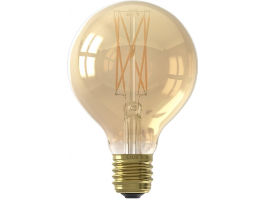 Calex LED volglas LangFilament Globelamp 220-240V 4W 320lm E27 G80, Goud 2100K Dimbaar, energielabel A+